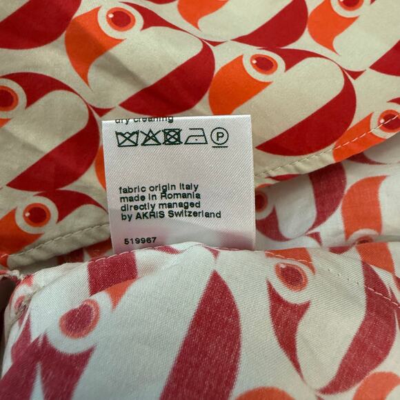 Akris Punto Dress Size 8 Cotton Belted Pockets Mod Retro Bird Circle Dot NWOT - Picture 13 of 16